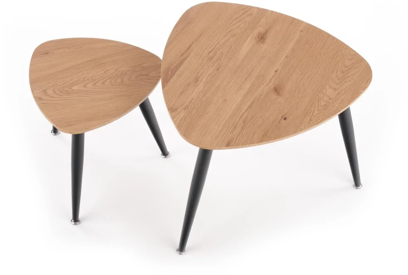 Zestaw dwóch ław stolików kawowych NICEA 2 dąb złoty/czarny