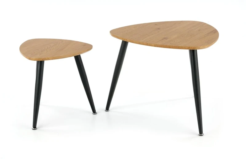 Zestaw dwóch ław stolików kawowych NICEA 2 dąb złoty/czarny