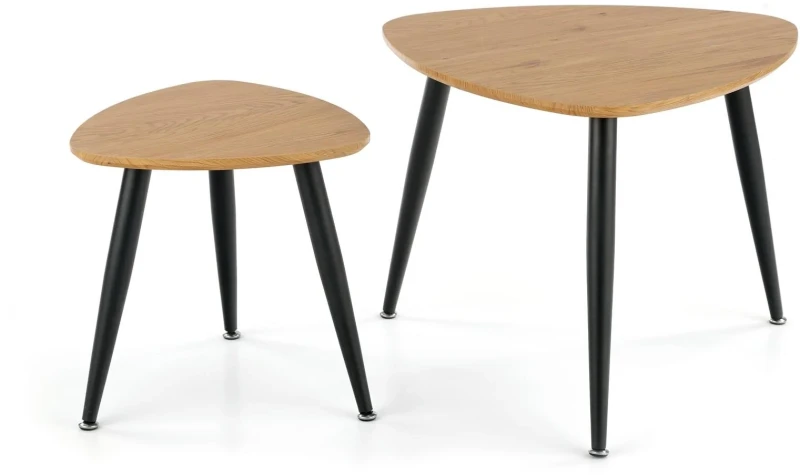 Zestaw dwóch ław stolików kawowych NICEA 2 dąb złoty/czarny