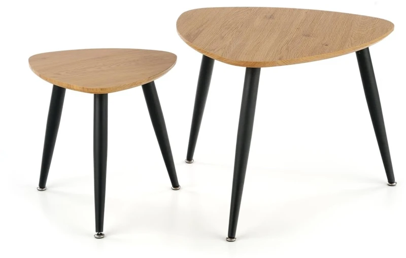 Zestaw dwóch ław stolików kawowych NICEA 2 dąb złoty/czarny