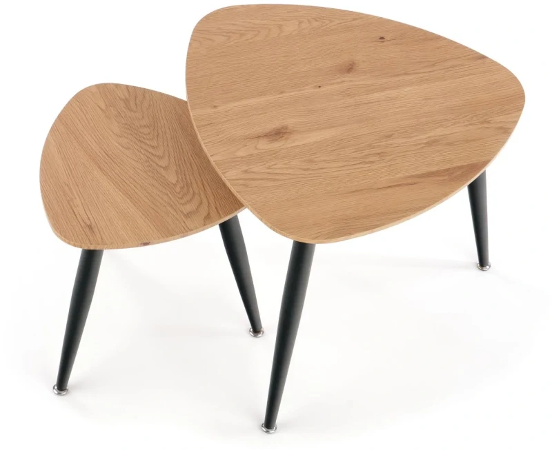 Zestaw dwóch ław stolików kawowych NICEA 2 dąb złoty/czarny