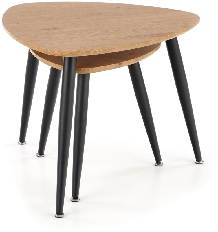 Zestaw dwóch ław stolików kawowych NICEA 2 dąb złoty/czarny