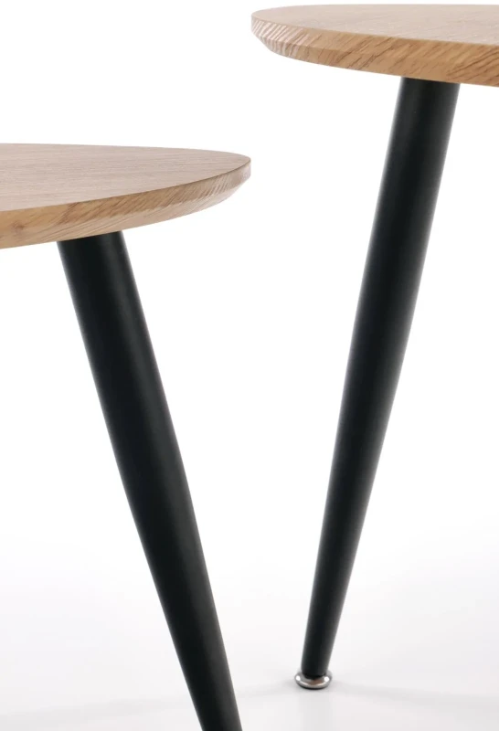 Zestaw dwóch ław stolików kawowych NICEA 2 dąb złoty/czarny