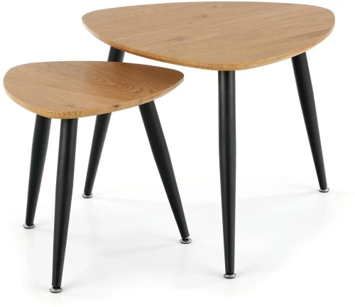 Zestaw dwóch ław stolików kawowych Nicea 2 dąb złoty/czarny