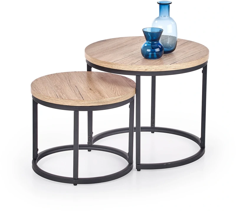 Zestaw dwóch ław stolików Oreo dąb san remo / czarny