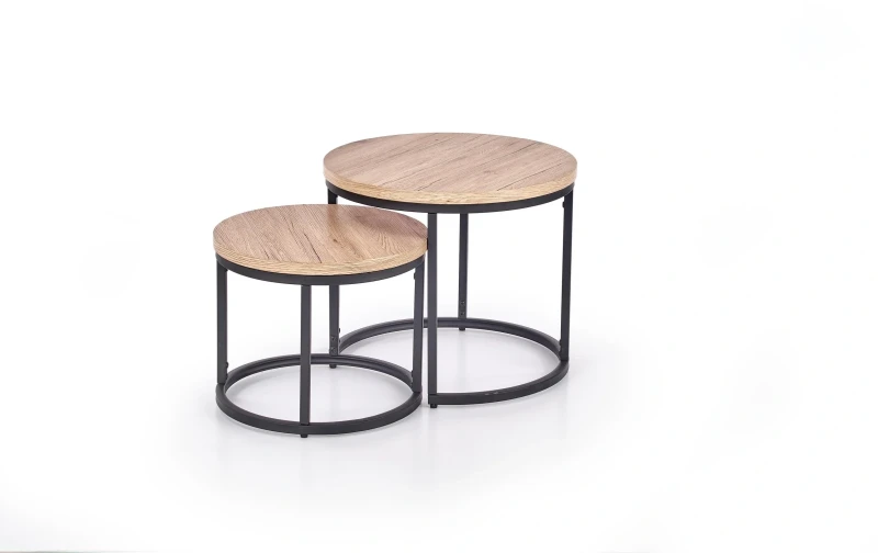 Zestaw dwóch ław stolików Oreo dąb san remo / czarny