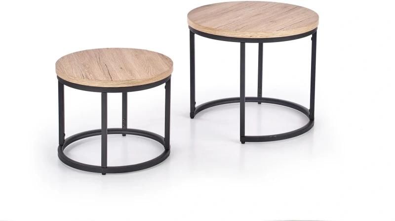Zestaw dwóch ław stolików Oreo dąb san remo / czarny