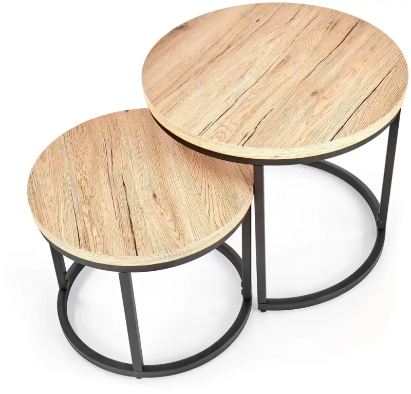 Zestaw dwóch ław stolików Oreo dąb san remo / czarny