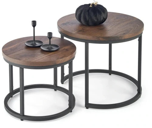 Zestaw dwóch ław stolików Oreo orzech / czarny