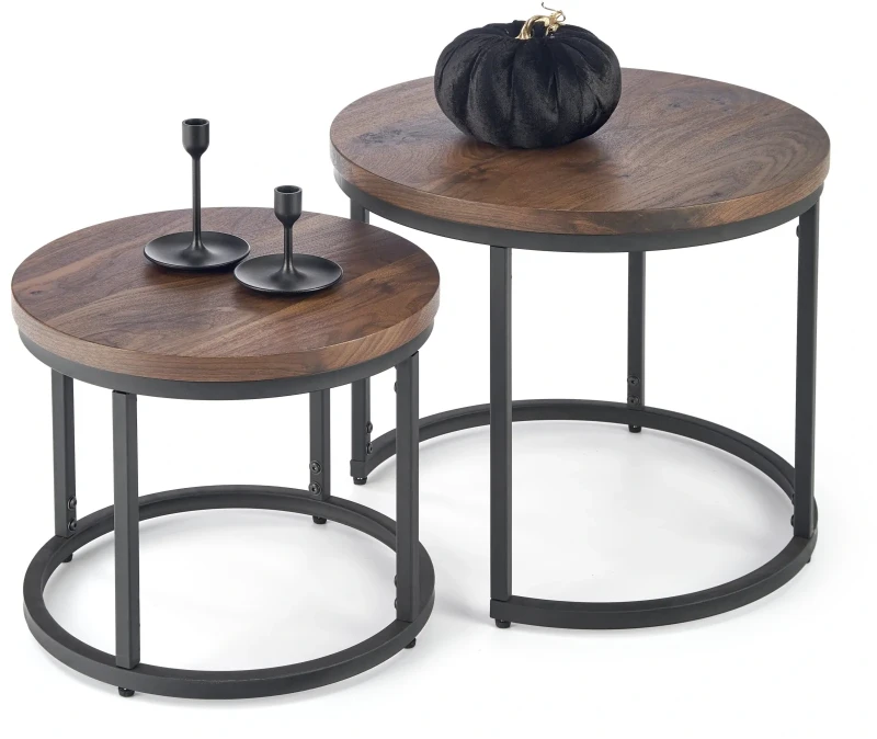 Zestaw dwóch ław stolików Oreo orzechowy / czarny