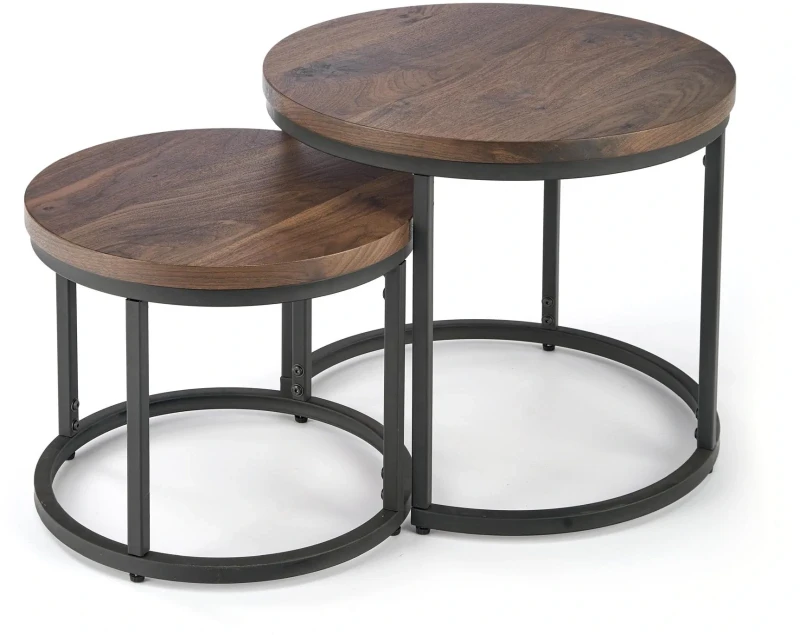 Zestaw dwóch ław stolików Oreo orzechowy / czarny