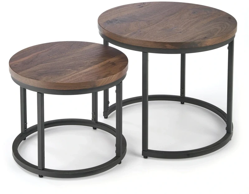 Zestaw dwóch ław stolików Oreo orzechowy / czarny