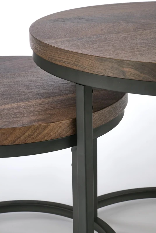 Zestaw dwóch ław stolików Oreo orzechowy / czarny