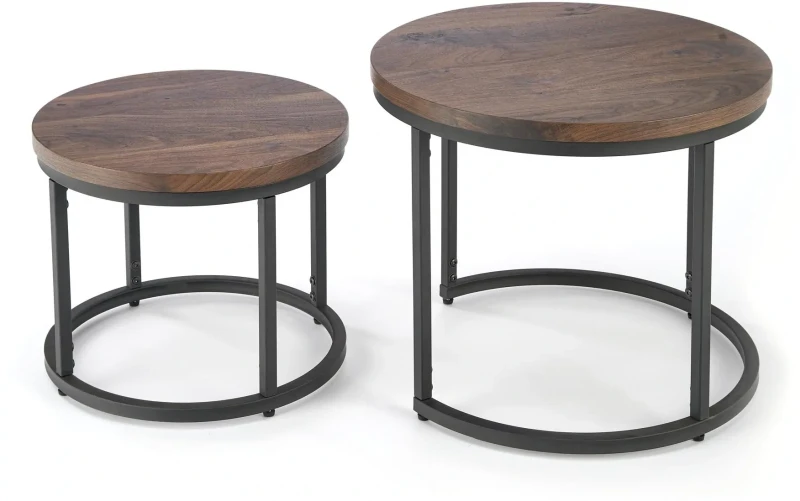 Zestaw dwóch ław stolików Oreo orzechowy / czarny