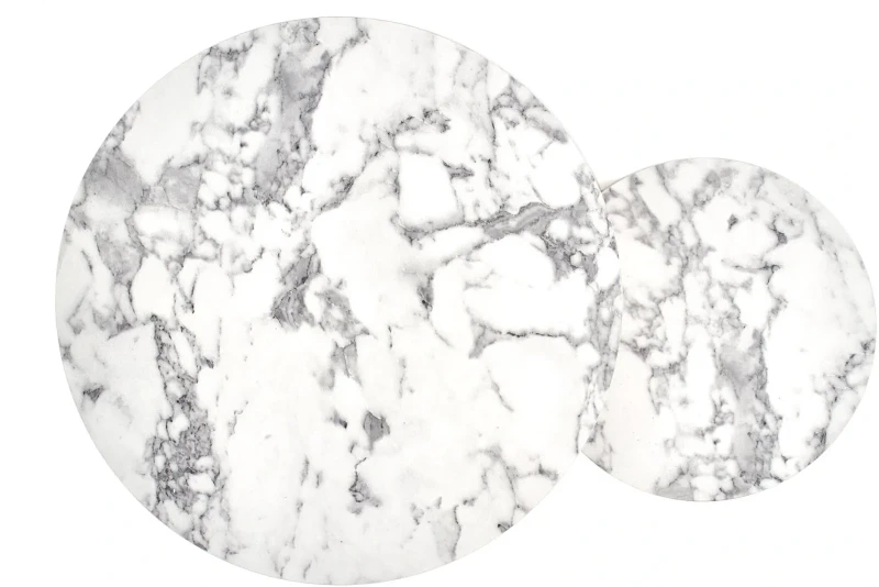 Zestaw 2 stolików Paola do salonu blat biały marmur/złoty