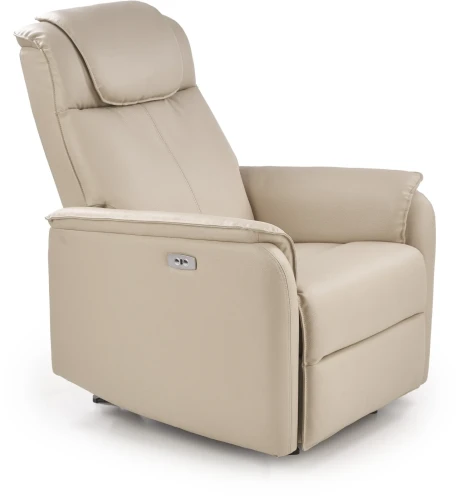 Fotel wypoczynkowy Paradise z funkcją elektrycznego rozkładania oraz funkcją kołyski do salonu kremowy