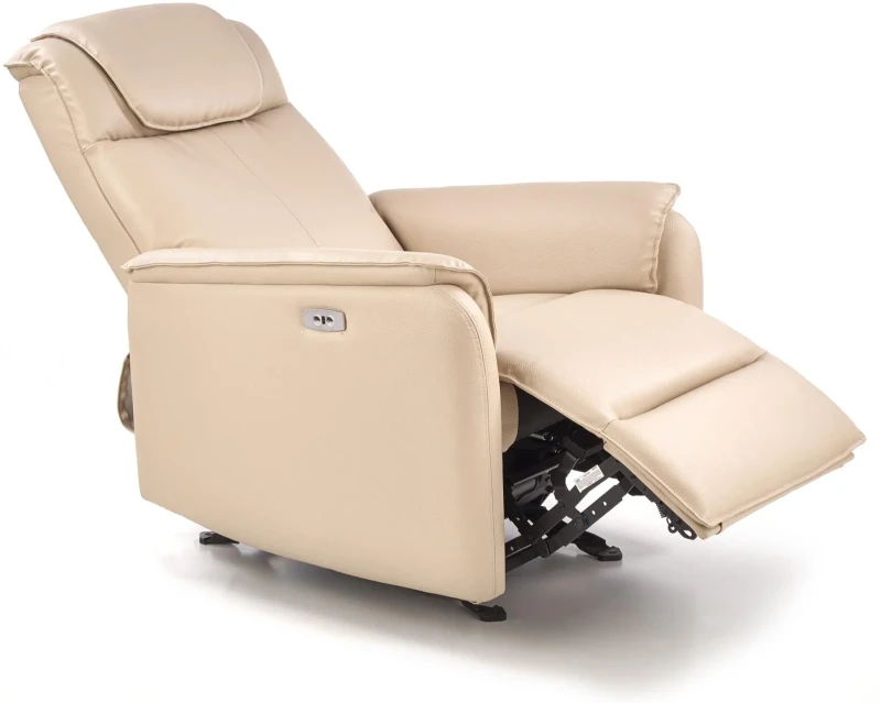 Fotel wypoczynkowy Paradise z funkcją elektrycznego rozkładania oraz funkcją kołyski do salonu kremowy
