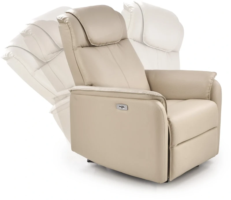Fotel wypoczynkowy Paradise z funkcją elektrycznego rozkładania oraz funkcją kołyski do salonu kremowy