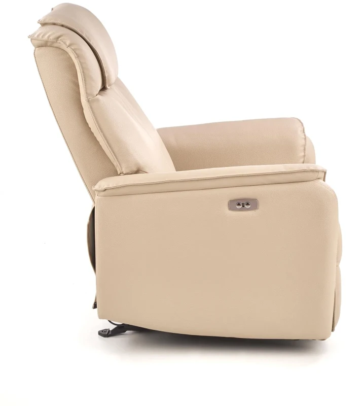 Fotel wypoczynkowy Paradise z funkcją elektrycznego rozkładania oraz funkcją kołyski do salonu kremowy