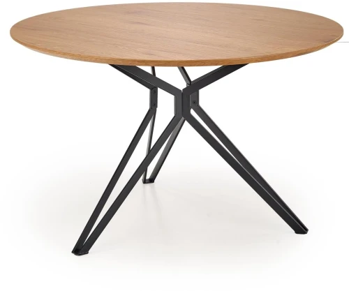 Stół okrągły Pixel 2 120cm do jadalni blat dąb złoty/czarny