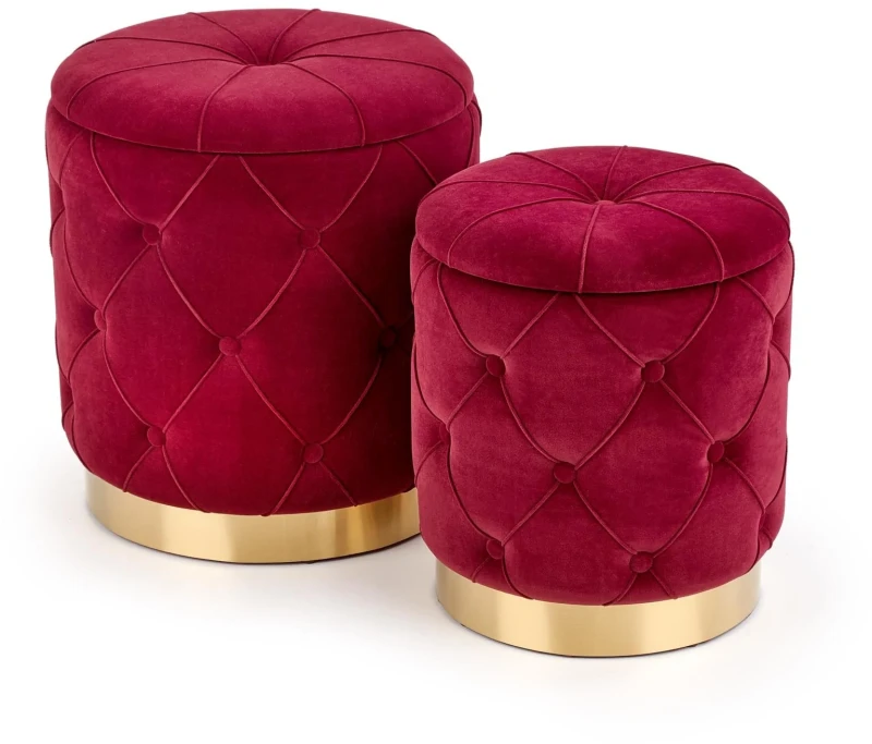 Zestaw 2 puf Polly z funkcją schowka do salonu bordowy