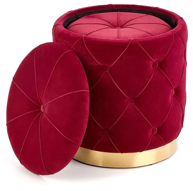 Zestaw 2 puf Polly z funkcją schowka do salonu bordowy