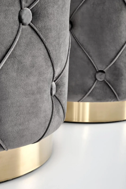 Zestaw 2 puf Polly z funkcją schowka popiel na złotej podstawie