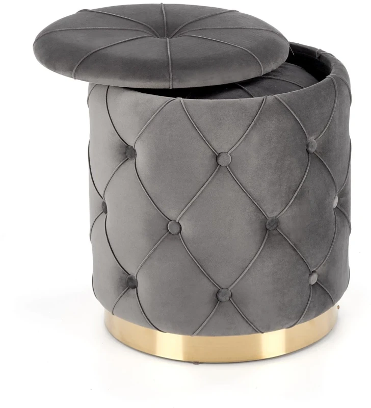 Zestaw 2 puf Polly z funkcją schowka popiel na złotej podstawie