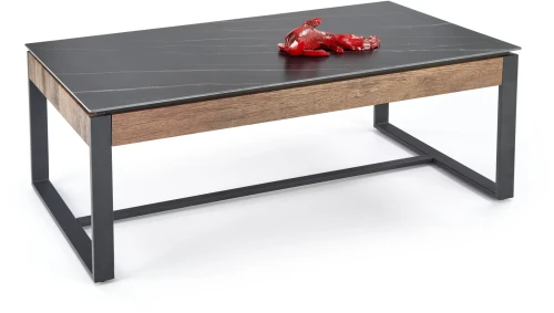 Ława Ramona do salonu blat czarny marmur/orzech/czarny