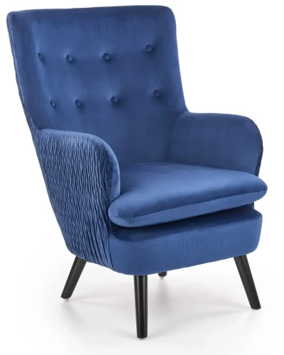Fotel wypoczynkowy Ravel tapicerowany do salonu granatowy