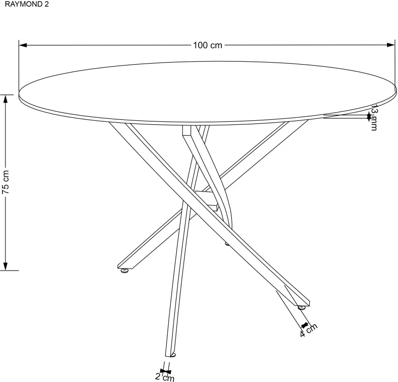 Stół okrągły Raymond 2 100 cm do jadalni blat szkło czarny marmur/złoty