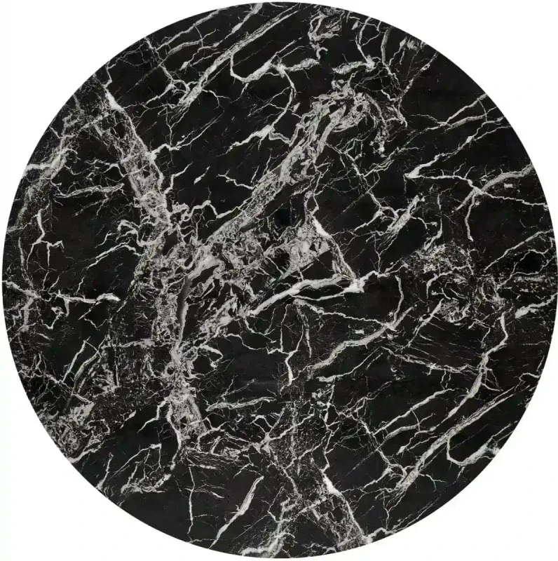 Stół okrągły Raymond 2 100 cm do jadalni blat szkło czarny marmur/złoty