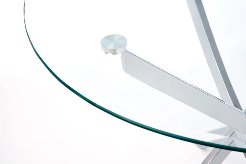 Stół okrągły Raymond 100cm do jadalni blat szkło bezbarwny/srebny