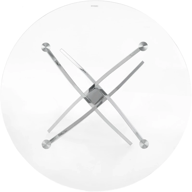 Stół okrągły Raymond 100cm do jadalni blat szkło bezbarwny/srebny