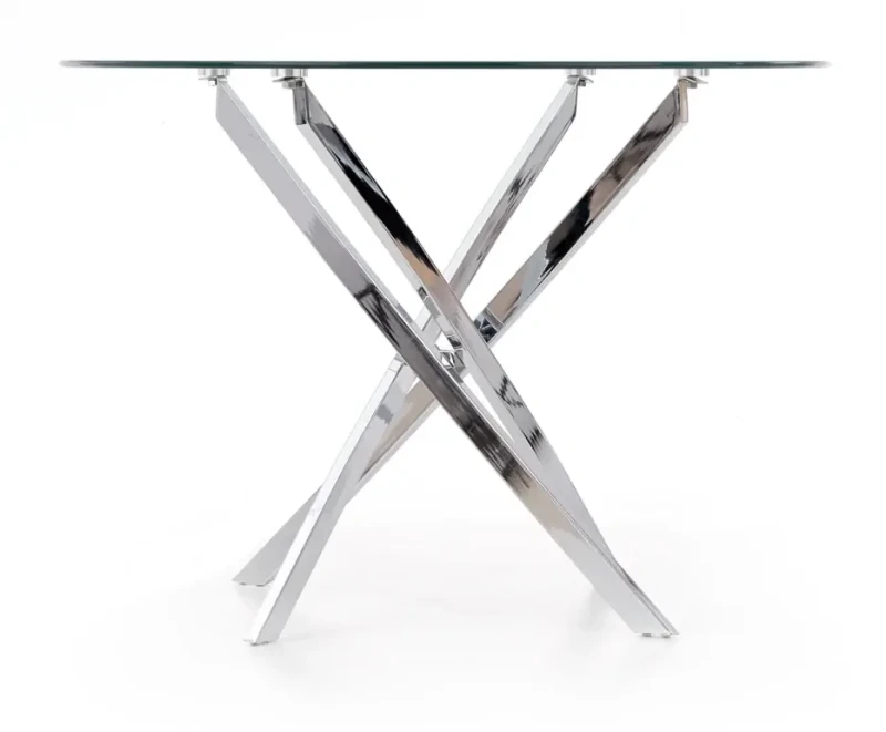 Stół okrągły Raymond 100cm do jadalni blat szkło bezbarwny/srebny