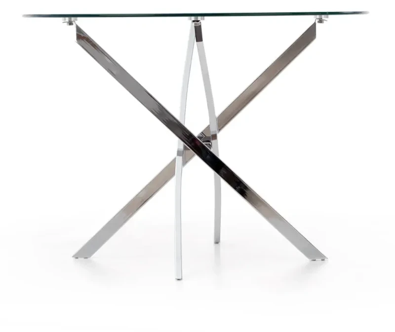 Stół okrągły Raymond 100cm do jadalni blat szkło bezbarwny/srebny