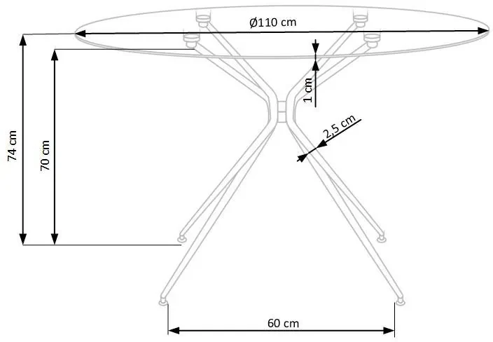 Stół okrągły Rondo 110cm do jadalni blat szkło bezbarwny/złoty