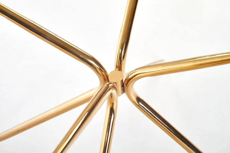 Stół okrągły Rondo 110cm do jadalni blat szkło bezbarwny/złoty