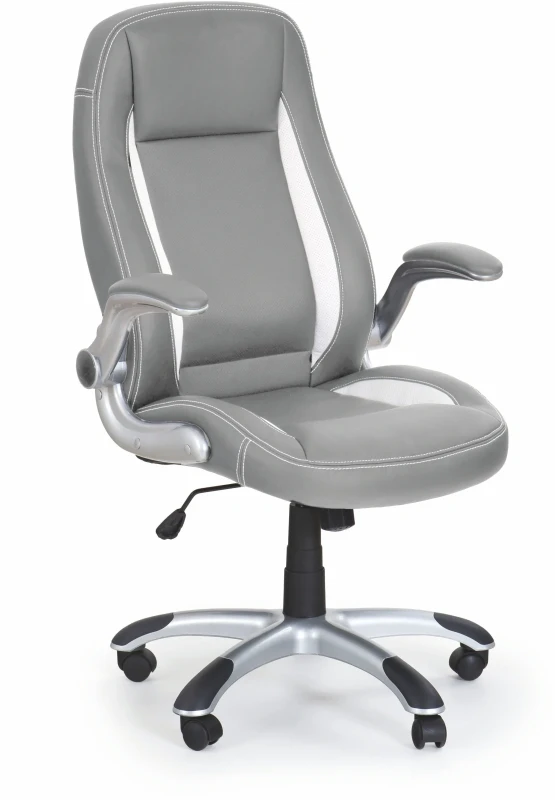 Fotel gabinetowy Saturn obrotowy z regulacją podłokietników do biura popielaty