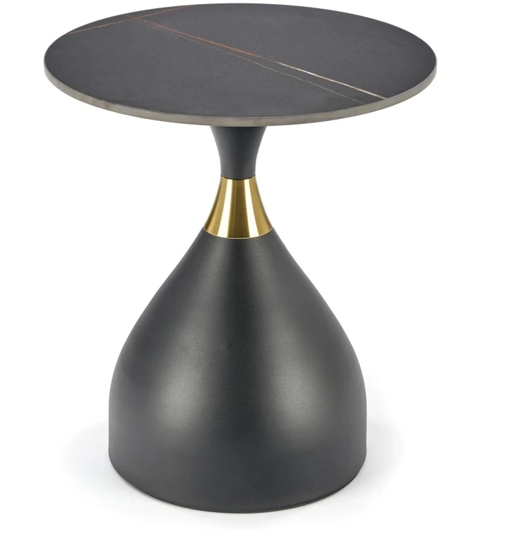 Ława stolik Scalita w stylu glamour z czarnym marmurem i złotymi akcentami