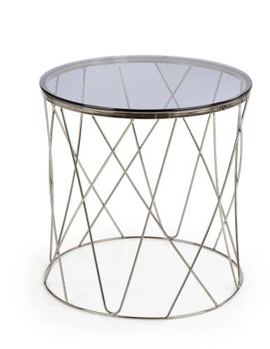 Stolik okrągły Selena 55cm do salonu blat szkło dymiony/chrom