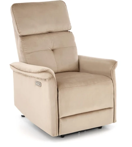 Fotel wypoczynkowy Semir z funkcją elektrycznego rozkładania/gniazdo USB do salonu beżowy