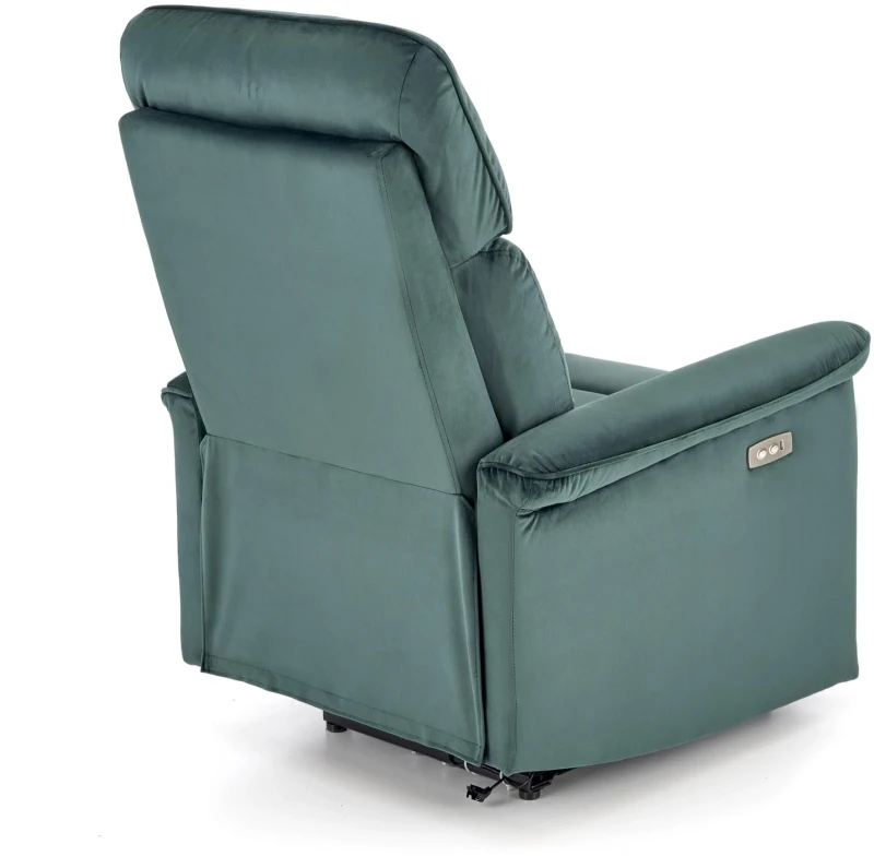 Fotel wypoczynkowy Semir z funkcją elektrycznego rozkładania/gniazdo USB do salonu ciemny zielony