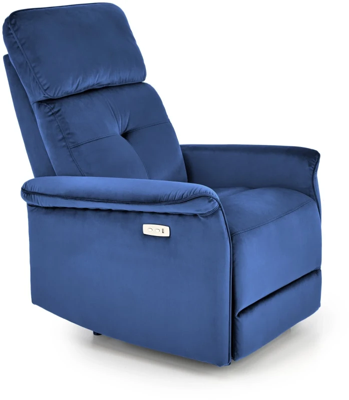 Fotel wypoczynkowy Semir z funkcją elektrycznego rozkładania/gniazdo USB do salonu granatowy