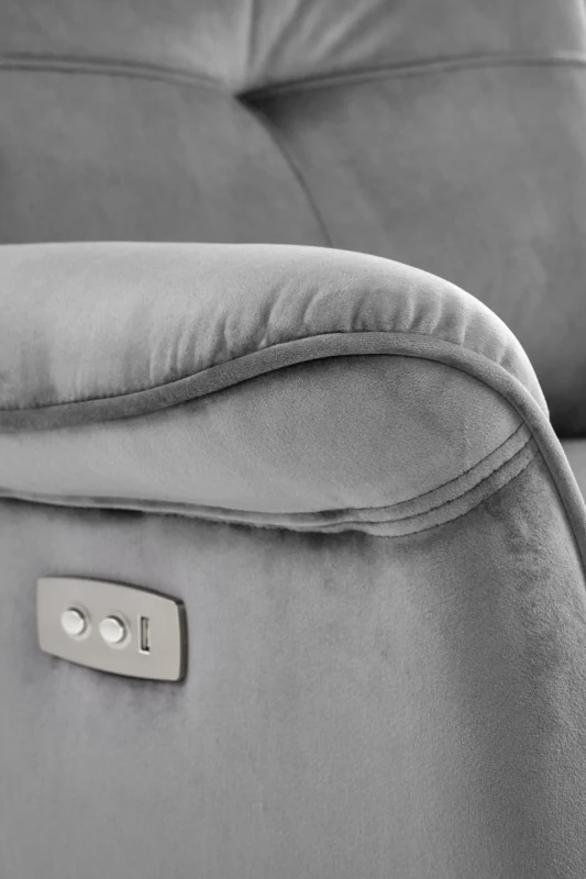 Fotel wypoczynkowy Semir z funkcją elektrycznego rozkładania/gniazdo USB do salonu popielaty