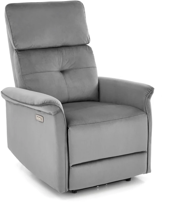 Fotel wypoczynkowy Semir z funkcją elektrycznego rozkładania/gniazdo USB do salonu popielaty