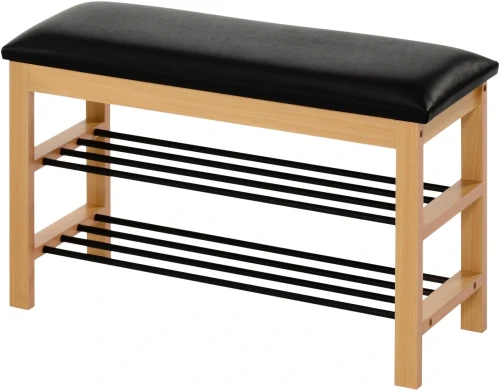 Ławka stojak na buty ST11 81 cm z tapicerowanym siedziskiem naturalny / czarny