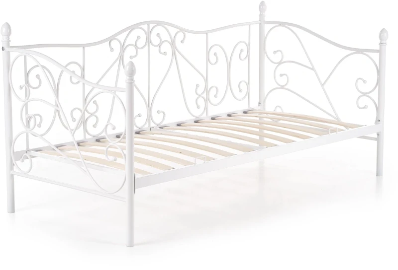 Łóżko Sumatra 90x200 cm pojedyncze metalowe do sypialni pokoju młodzieżowego białe