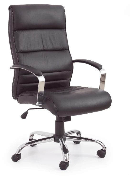 Fotel gabinetowy Teksas 63 cm obrotowy skóra licowa z mechanizmem TILT czarny