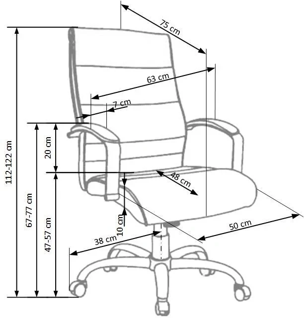 Fotel gabinetowy Teksas 63 cm obrotowy skóra licowa z mechanizmem TILT czarny